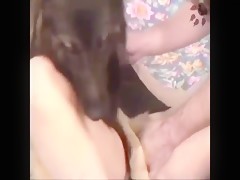 DOG CUM ON HER BODY